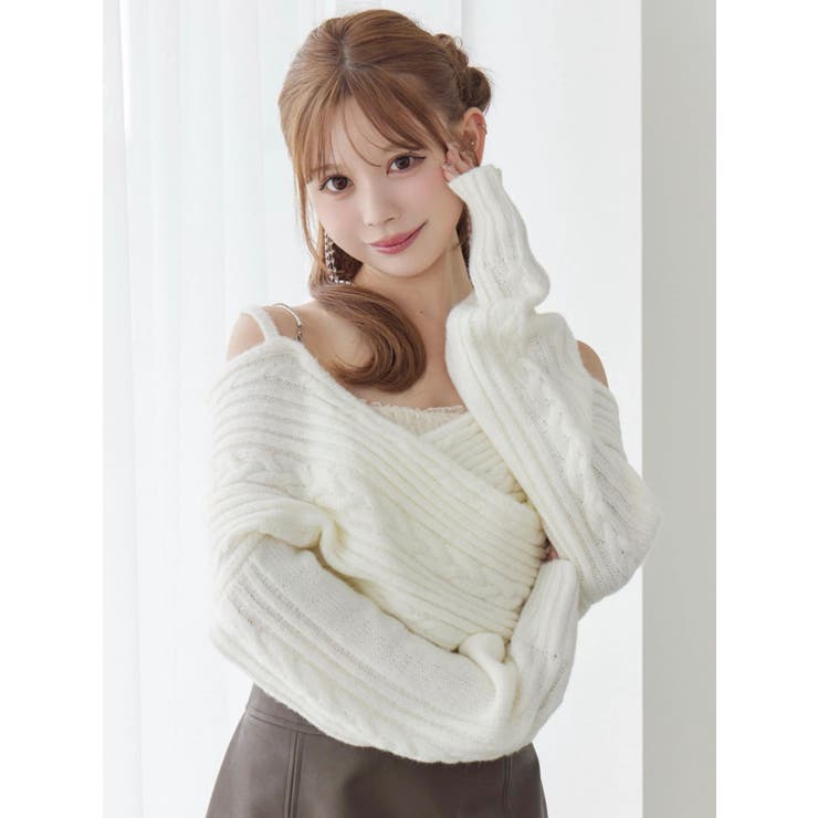 BACKリボンカシュクールニットTOP | EATME | 詳細画像2 