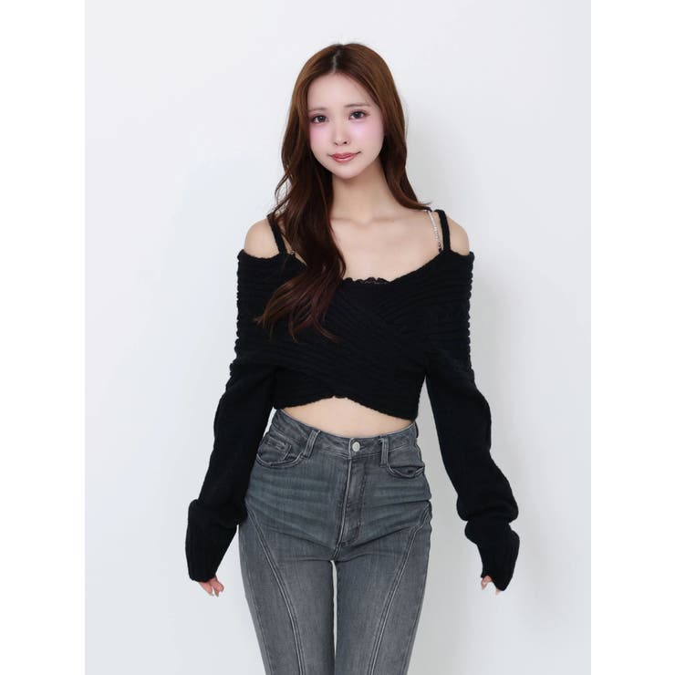 BACKリボンカシュクールニットTOP | EATME | 詳細画像22 