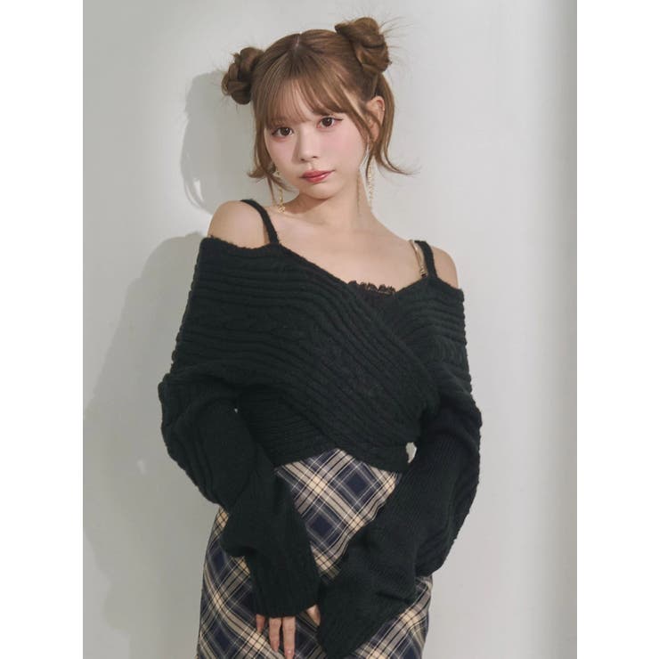 BACKリボンカシュクールニットTOP | EATME | 詳細画像26 