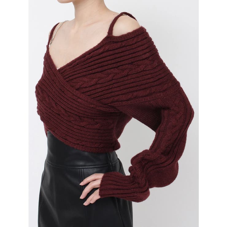 BACKリボンカシュクールニットTOP | EATME | 詳細画像37 