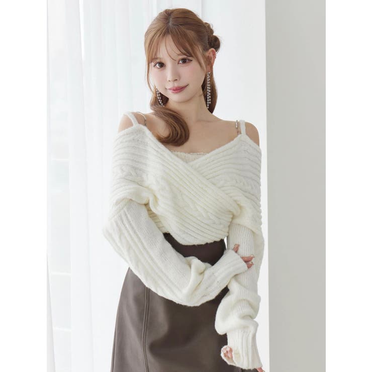 BACKリボンカシュクールニットTOP | EATME | 詳細画像9 