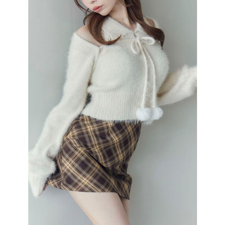 オフホワイト | シャツカラーアンサンブルニットTOP | EATME