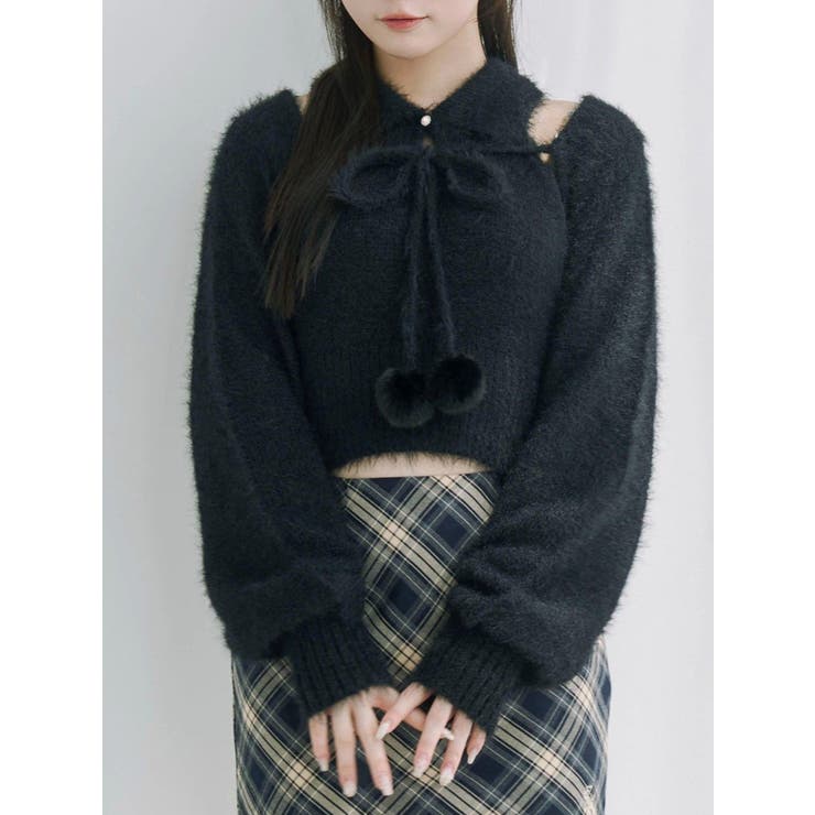 ブラック | シャツカラーアンサンブルニットTOP | EATME