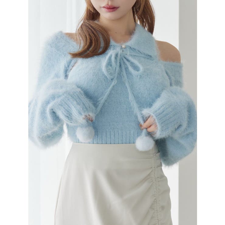 ブルー | シャツカラーアンサンブルニットTOP | EATME