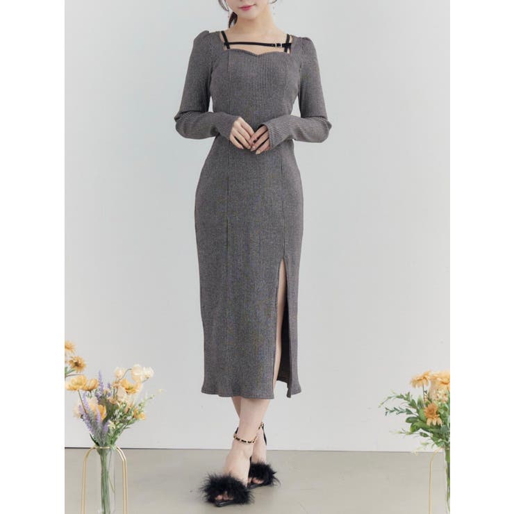グレー | ベルテッドリブワンピース | EATME