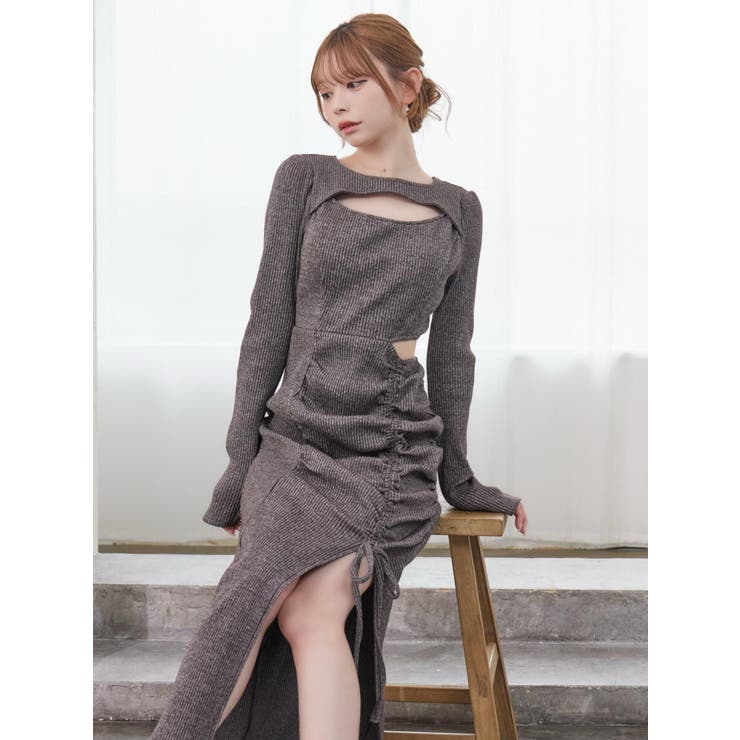 ディープスリットデコルテリブワンピース | EATME | 詳細画像12 