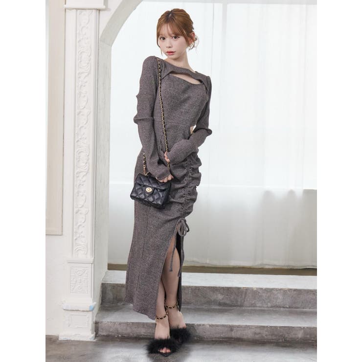 ディープスリットデコルテリブワンピース | EATME | 詳細画像2 