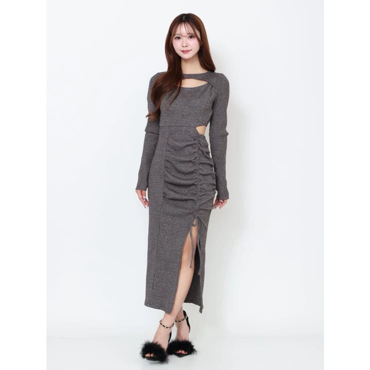 ディープスリットデコルテリブワンピース | EATME | 詳細画像33 