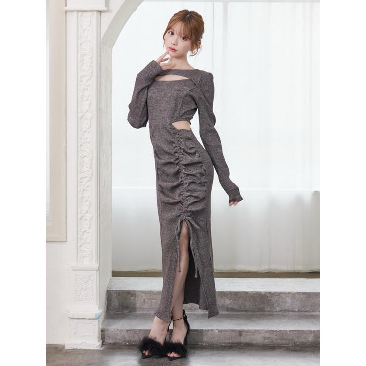 ディープスリットデコルテリブワンピース | EATME | 詳細画像4 