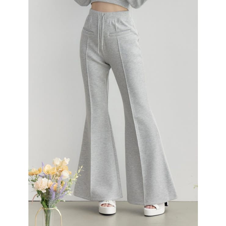 グレー | 【SETUP】ダンボールセンターピンタックフレアパンツ | EATME