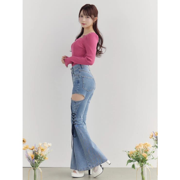 サイドレースアップカットアウトデニムパンツ | EATME | 詳細画像38 