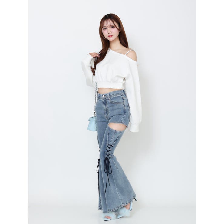 サイドレースアップカットアウトデニムパンツ | EATME | 詳細画像7 