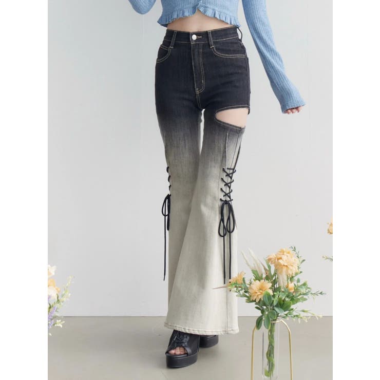 サイドレースアップカットアウトデニムパンツ | EATME | 詳細画像8 