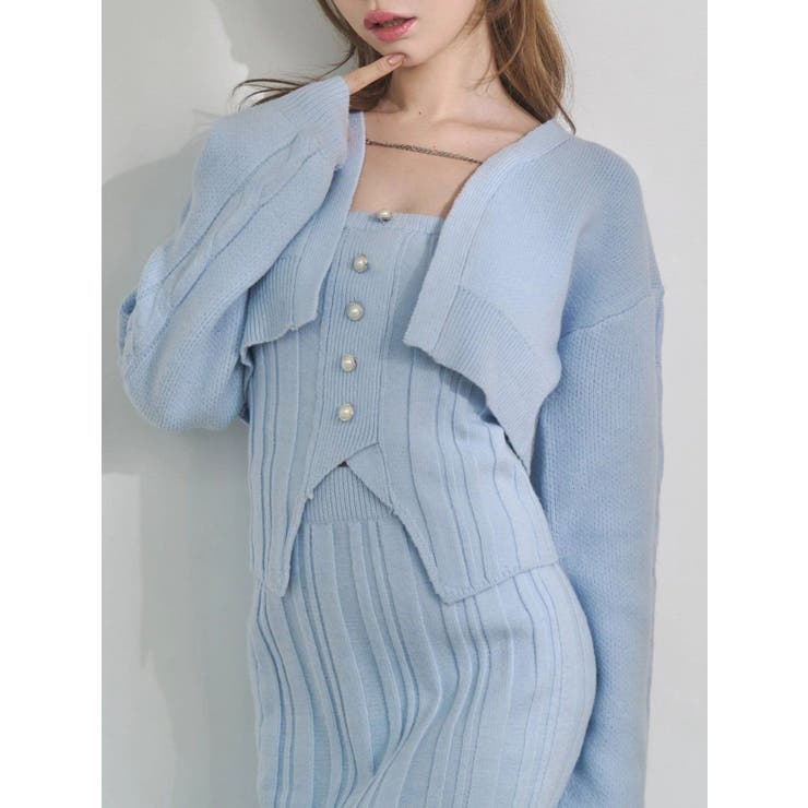 ブルー | 【SETUP】フロントボタンニットベアTOP | EATME