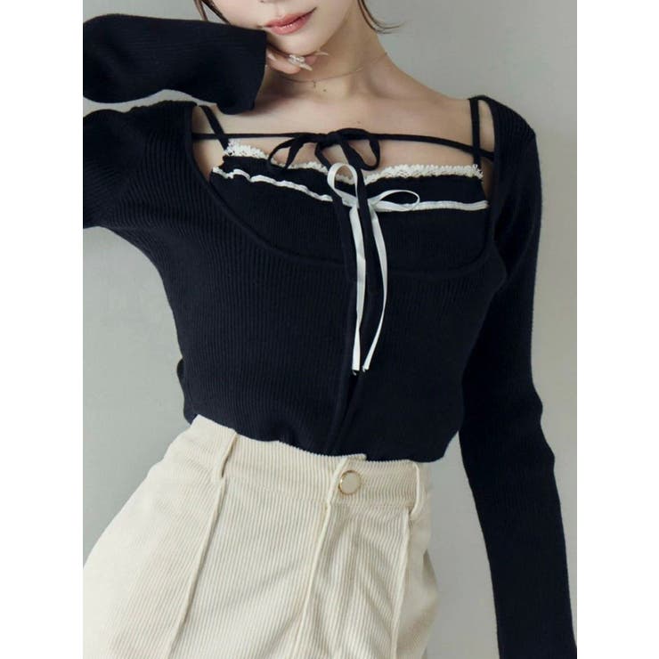 ブラック | バイカラーキャミニットアンサンブル | EATME