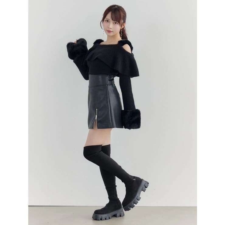 フェイクファーストラップオフショルダーリブニット | EATME | 詳細画像18 