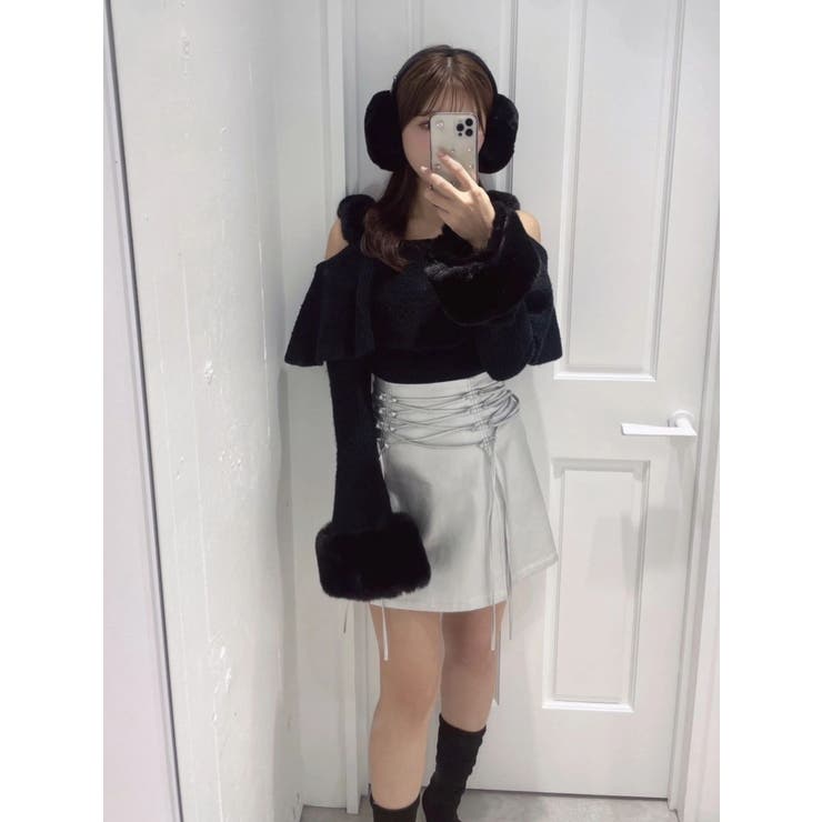 フェイクファーストラップオフショルダーリブニット | EATME | 詳細画像9 