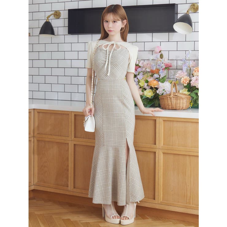 アイボリー | 2WAYセットチェックキャミワンピース | EATME