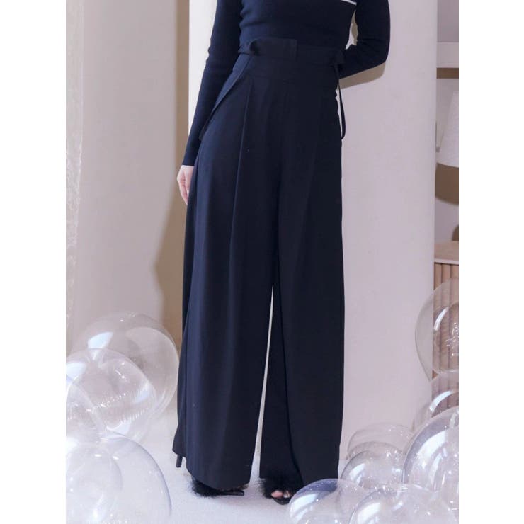 ブラック | タックワイドサロペットパンツ | EATME