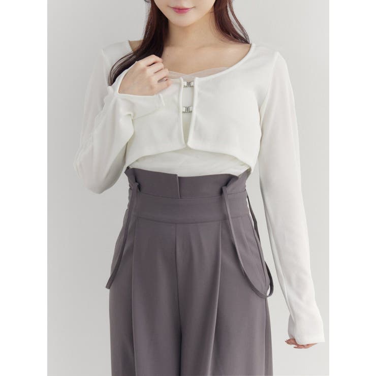 オフホワイト | チュールドッキングキャミリブTOPセット | EATME