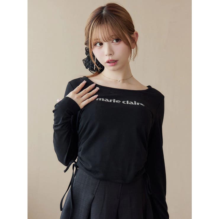 ブラック | 【marie claire×EATME】キラキラストーンロゴTシャツ | EATME