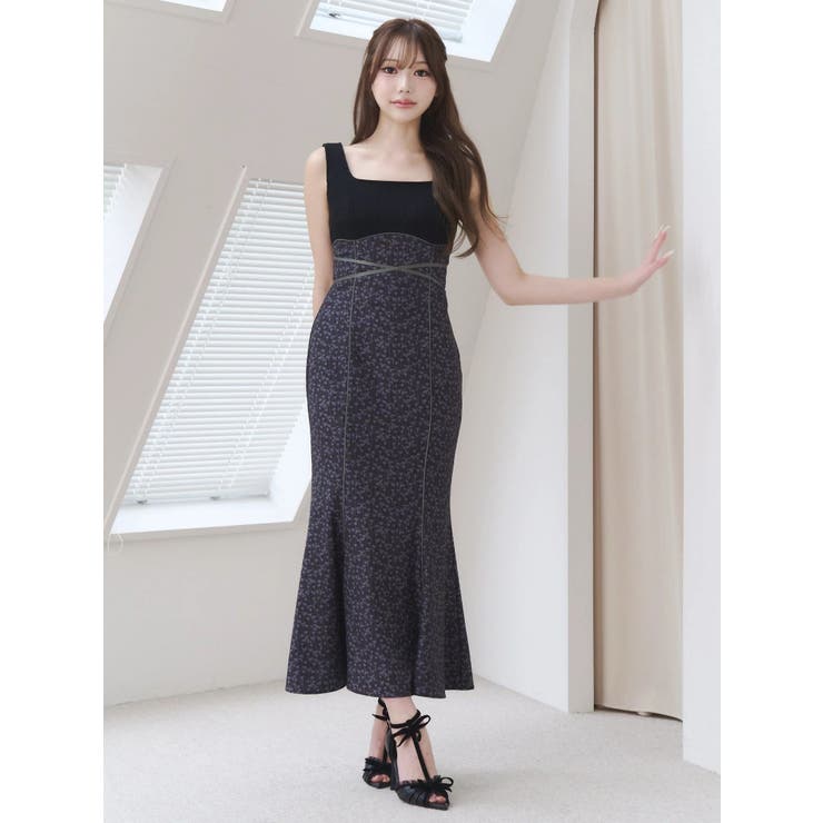 ブラック | 【日比谷花壇コラボ】クロスリボンマーメイドワンピース | EATME