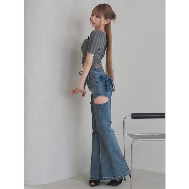 BACKリボンカットアウトデニムパンツ | EATME | 詳細画像15 