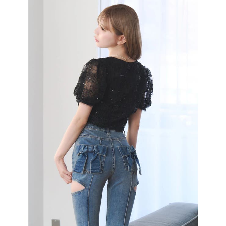BACKリボンカットアウトデニムパンツ | EATME | 詳細画像26 