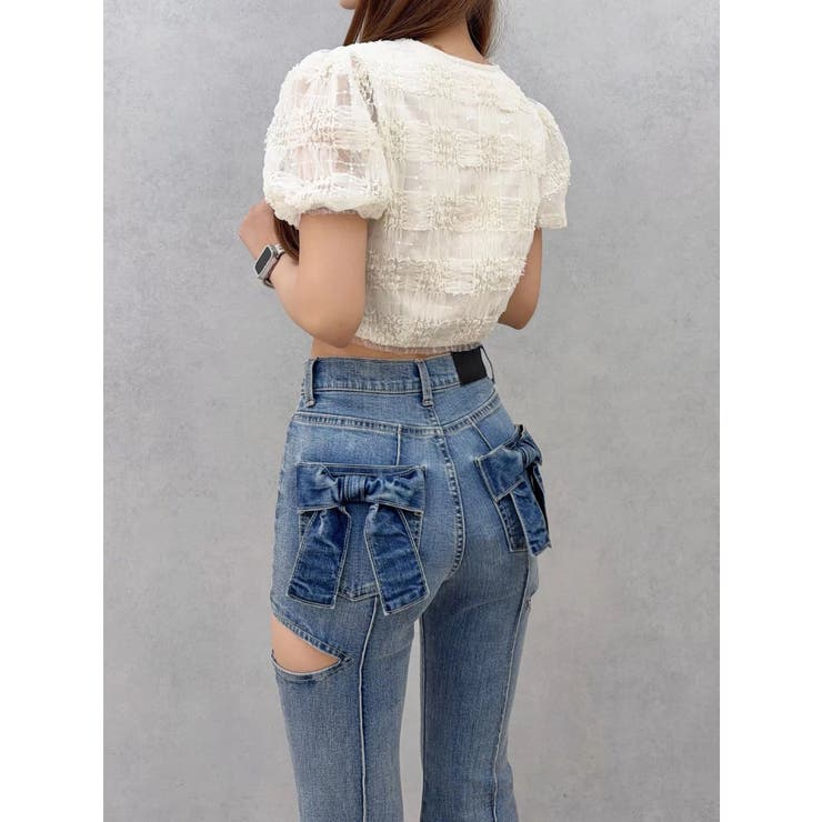 BACKリボンカットアウトデニムパンツ | EATME | 詳細画像47 