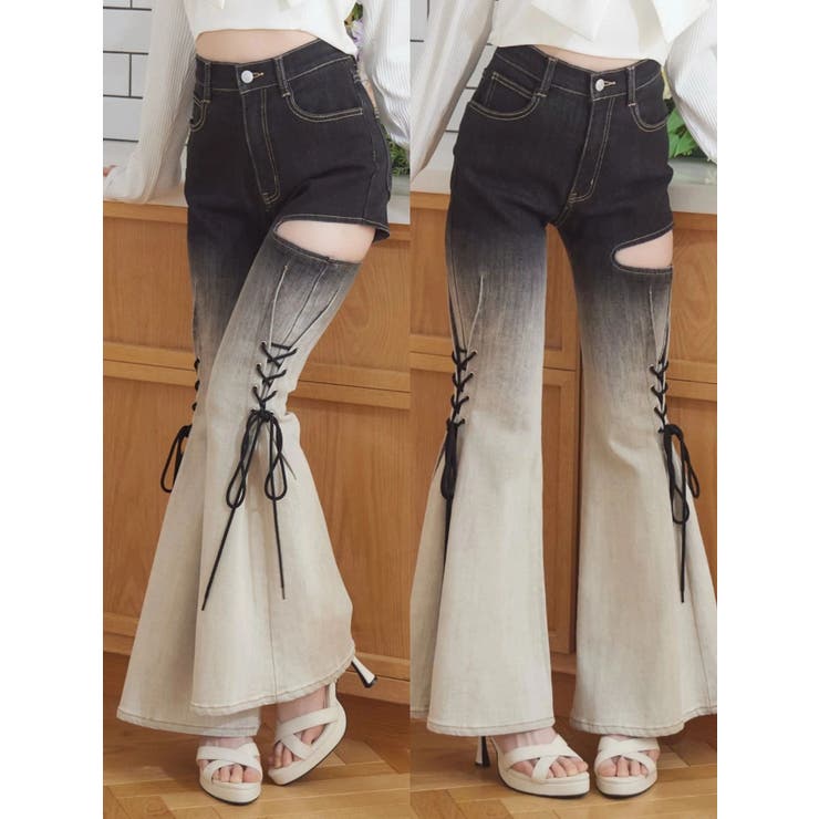 サイドレースアップカットアウトデニムパンツ | EATME | 詳細画像3 
