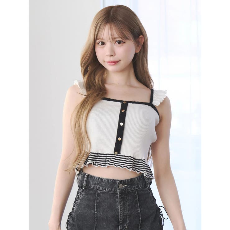 バイカラーフリルキャミニットTOP | EATME | 詳細画像11 