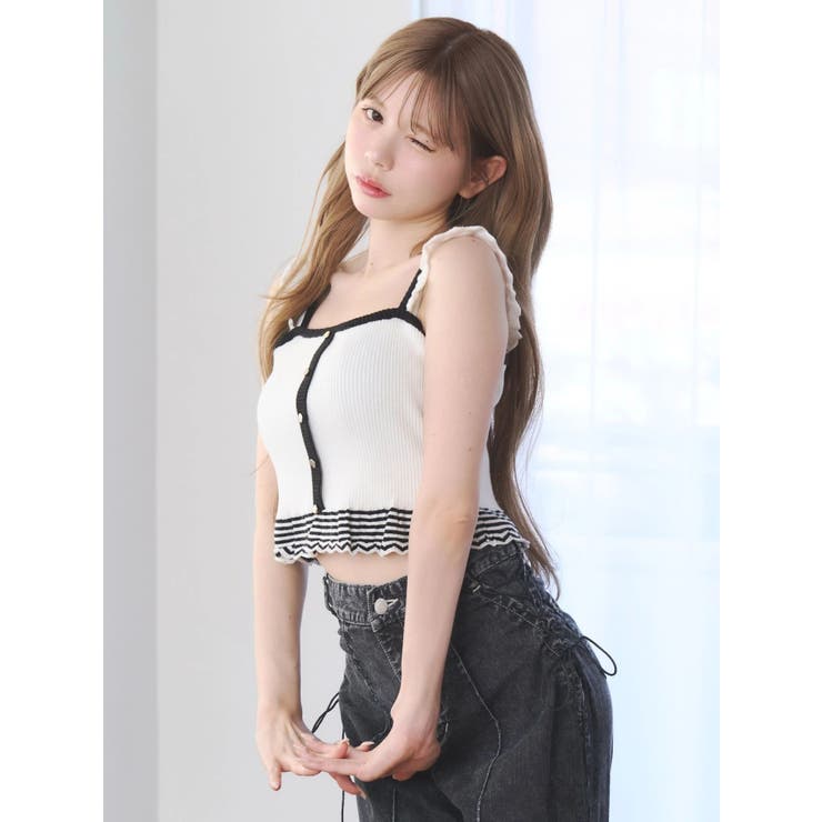 バイカラーフリルキャミニットTOP | EATME | 詳細画像12 