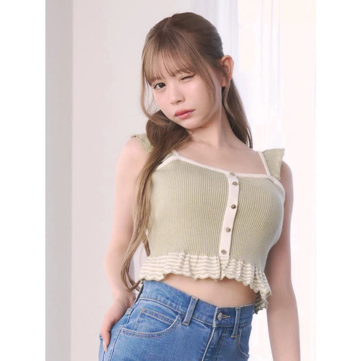 バイカラーフリルキャミニットTOP | EATME | 詳細画像17 