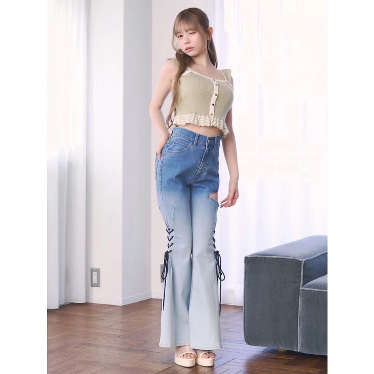 バイカラーフリルキャミニットTOP | EATME | 詳細画像18 