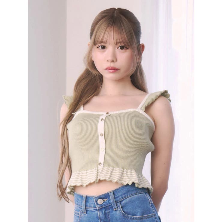 バイカラーフリルキャミニットTOP | EATME | 詳細画像21 