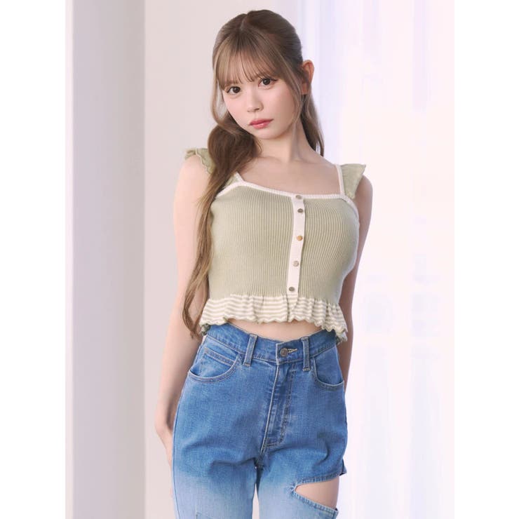 バイカラーフリルキャミニットTOP | EATME | 詳細画像23 