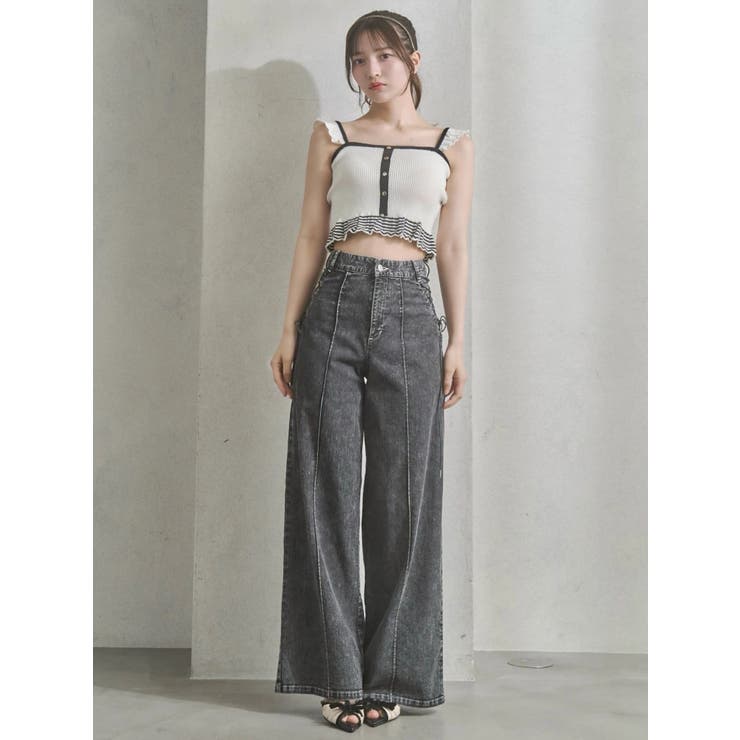 バイカラーフリルキャミニットTOP | EATME | 詳細画像3 