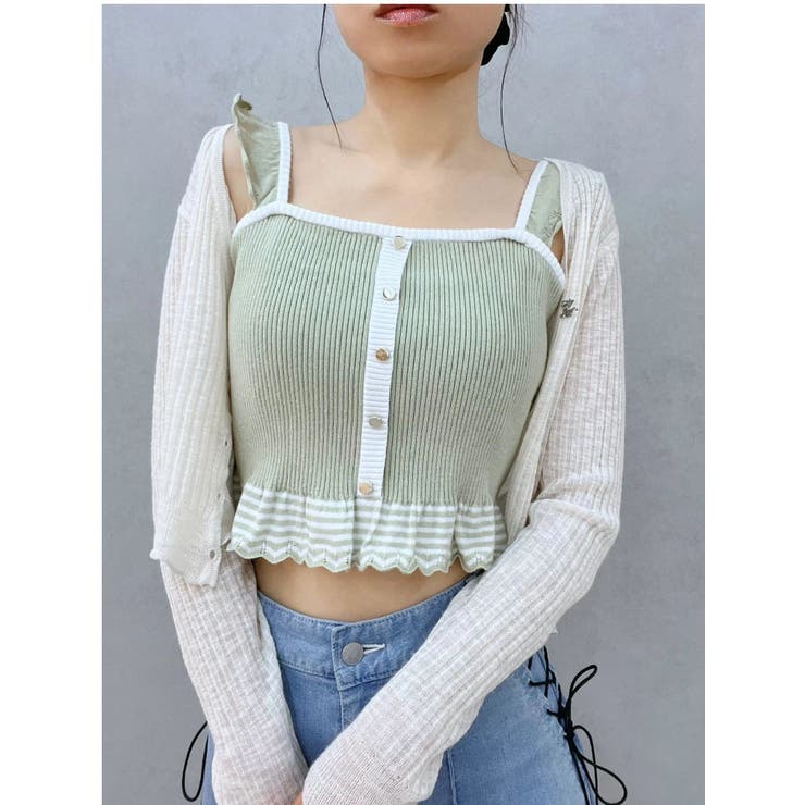 バイカラーフリルキャミニットTOP | EATME | 詳細画像35 