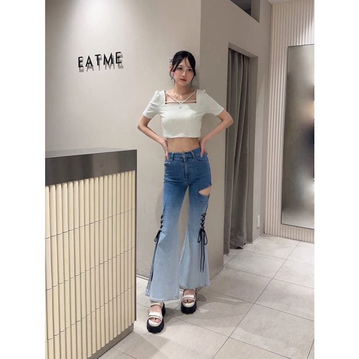 ロゴ刺しゅうスクエアリブTOP | EATME | 詳細画像21 