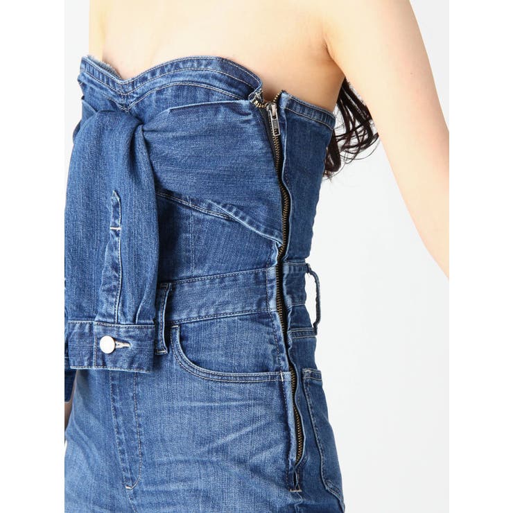 美品　EVRIS　オフショルダー　Sexy　ストレッチ　デニム　オールインワンS 美品 使用1回のみ EVRISエヴリス Sexy ギャル オフショルダー