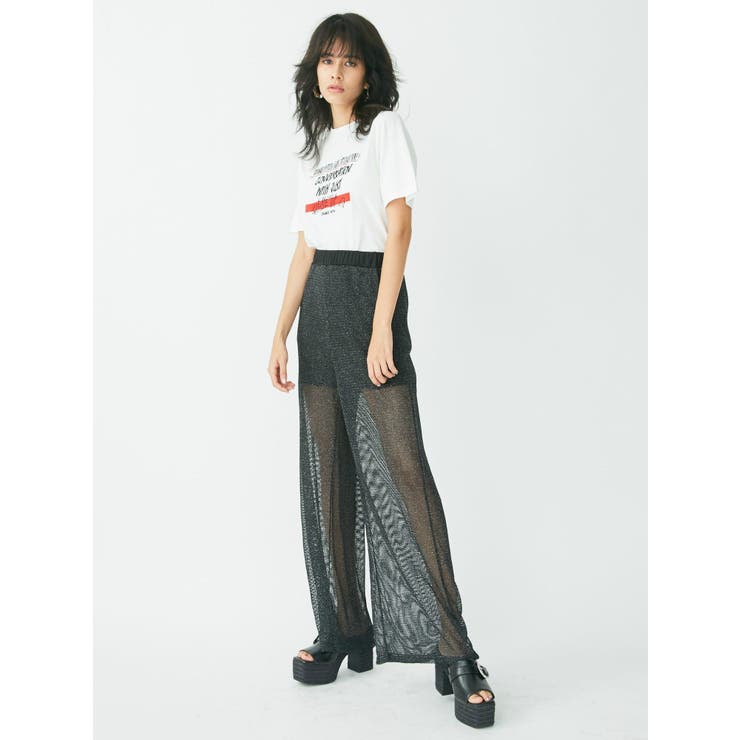 【AUBREY】サイドラインラメパンツ - FREE / ブラック　新品未使用 セール】サイドレースライントラックパンツ（その他パンツ