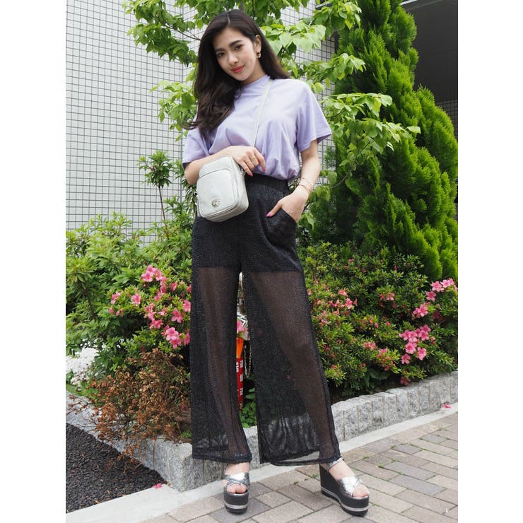 ☆美品☆ forte_forte 総柄 ラメ ライン ワイド パンツ セール】サイドラインフラワーワイドパンツ（その他パンツ