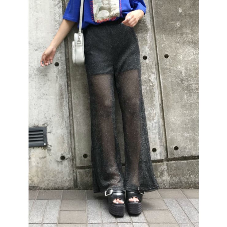 ☆美品☆ forte_forte 総柄 ラメ ライン ワイド パンツ セール】サイドラインフラワーワイドパンツ（その他パンツ