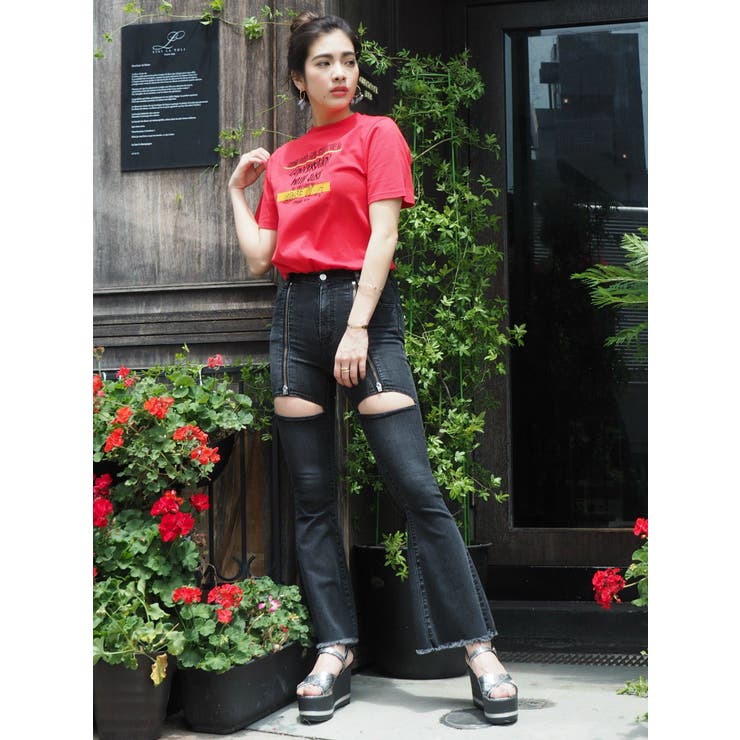 ZIPデザインブーツカットデニムパンツ [品番：MKSW0006407]｜EVRIS（エブリス）のレディースファッション通販｜SHOPLIST（ショップリスト）