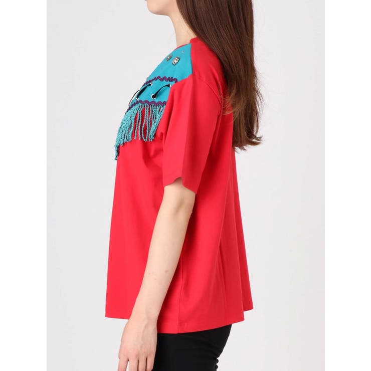 EMBROIDERYフリンジTシャツ[品番：MKSW0006427]｜EVRIS