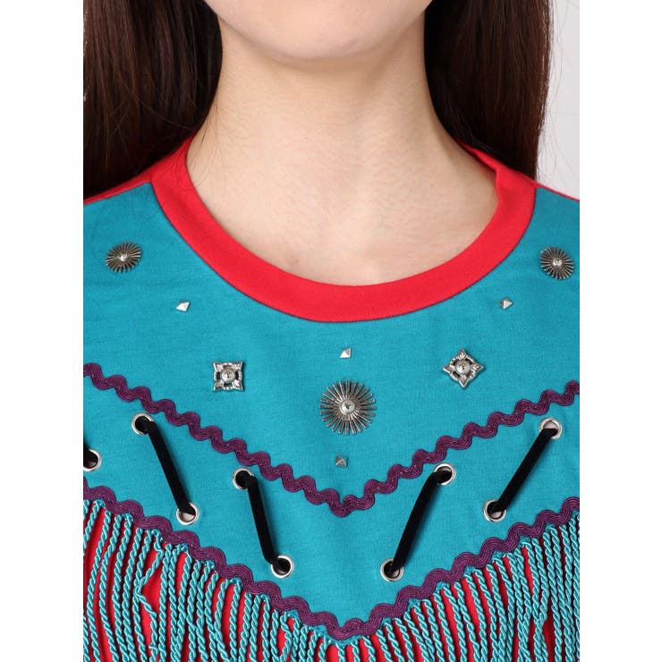 EMBROIDERYフリンジTシャツ[品番：MKSW0006427]｜EVRIS