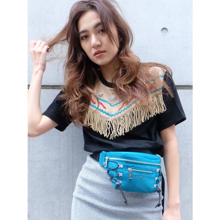 EMBROIDERYフリンジTシャツ[品番：MKSW0006427]｜EVRIS