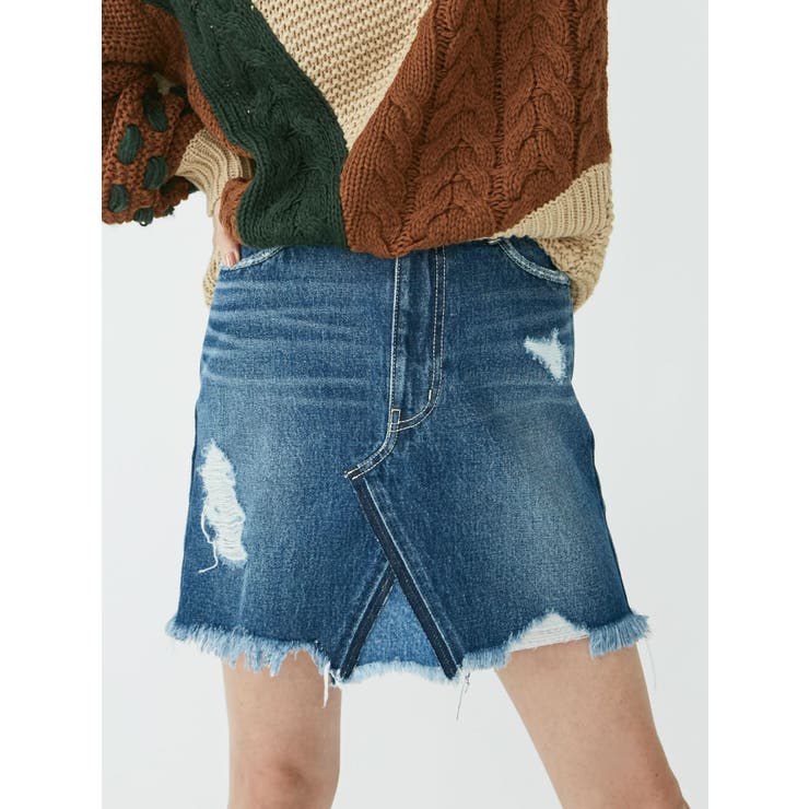 ダメージタイトデニムスカート[品番：MKSW0006613]｜EVRIS