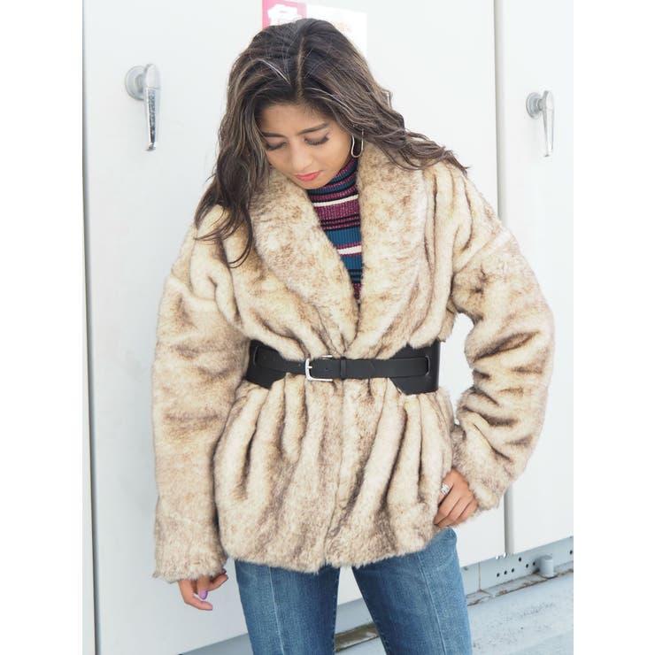 ショールカラーエコファーコート[品番：MKSW0011227]｜EVRIS（エブリス