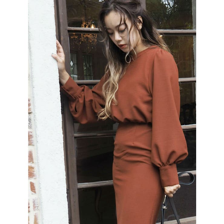 ブラウジングロングワンピース[品番：MKSW0021745]｜EVRIS